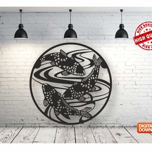 Fish High Quality  Wall art  Decor vector file for laser cutting , plasma cutting ( dxf , dwg , cdr , svg )Metalic & Wood CNC machine!