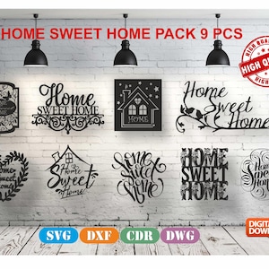 Home Sweet Home Bundle vector drawing file for laser cutting , plasma cutting( dxf , dwg , cdr , svg )
