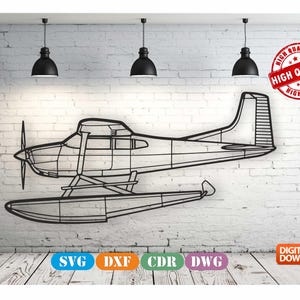 Cessna A-185 F Aircraft Silhouette Metal Wall art Decor laser cutting , plasma cutting ( svg , dxf , dwg , cdr ) Metalic & Wood CNC machine!