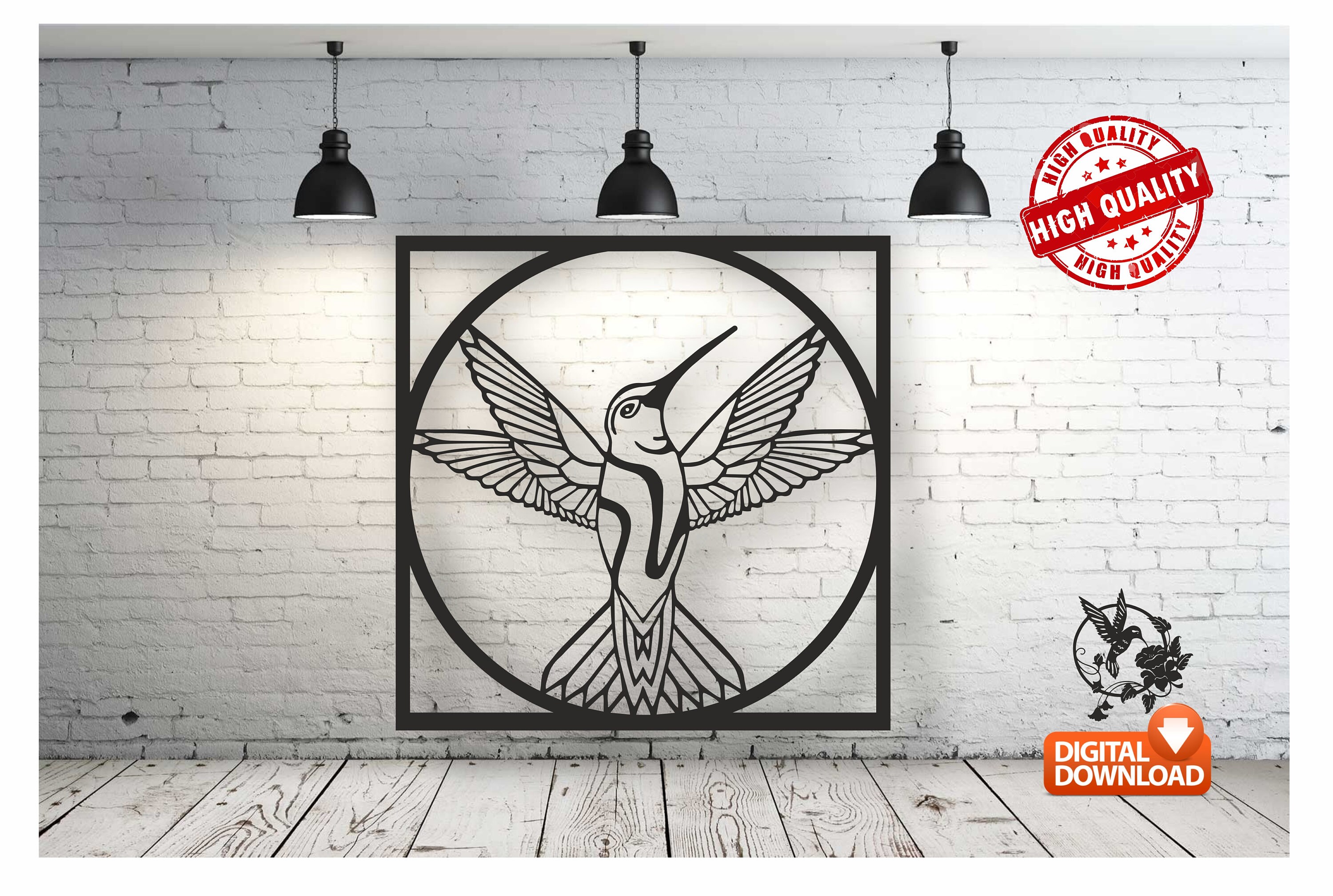 Hummingbird Wall Art: Laser Cut Vector File (dxf, Dwg, Cdr, Svg ...