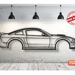 Mustang GT-R Metal Car Wall art Decor vector file for laser cutting , plasma cutting ( svg , dxf , dwg , cdr ) Metalic & Wood CNC machine!