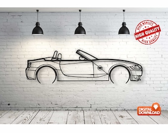 Z4 M Roadster Metal Car Wall art Decor vector file for laser cutting , plasma cutting ( svg , dxf , dwg , cdr ) Metalic & Wood CNC machine!