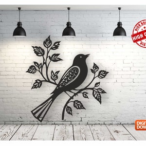 Birds on the Branch Wall art Decor vector file for laser cutting , plasma cutting ( dxf , dwg , cdr , svg ) Metalic & Wood CNC machine!