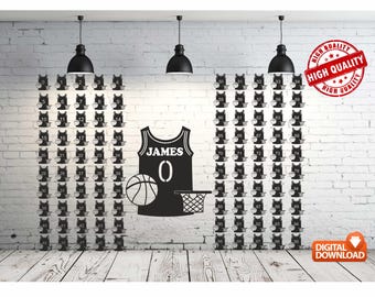 Personalised Basketball Shirt Wall Art Decor vector file for laser cutting , plasma cutting ( only dxf file ) Metalic & Wood CNC machine