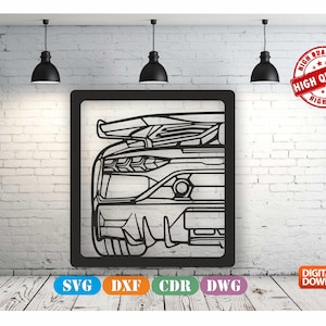 Aventador Metal Car Wall art Decor vector file for laser cutting , plasma cutting ( svg , dxf , dwg , cdr) Metalic & Wood CNC machine!