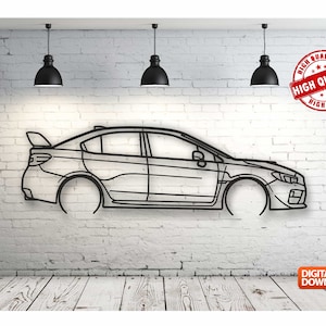 WRX Metal Car Wall art Decor vector file for laser cutting , plasma cutting ( svg , dxf , dwg , cdr ) Metalic & Wood CNC machine!