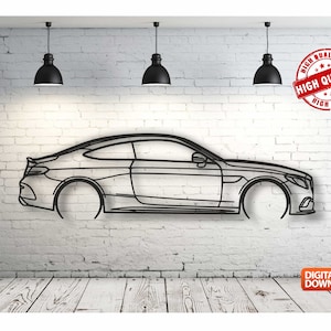 C300 Coupe Metal Car Wall art Decor vector file for laser cutting , plasma cutting ( svg , dxf , dwg , cdr ) Metalic & Wood CNC machine!