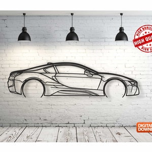 i8 Metal Car Wall art Decor vector file for laser cutting , plasma cutting ( svg , dxf , dwg , cdr ) Metalic & Wood CNC machine!