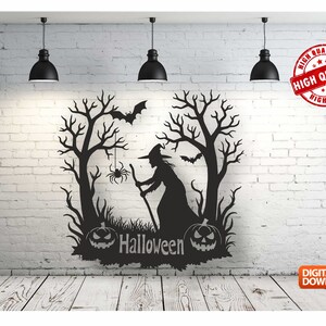 Happy Halloween Wall art Decor vector file for laser cutting , plasma cutting ( dxf , dwg , cdr , svg ) Metalic & Wood CNC machine