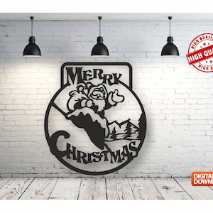 Merry Christmas Wall Decor Laser Cut File (dxf, dwg, cdr, svg)