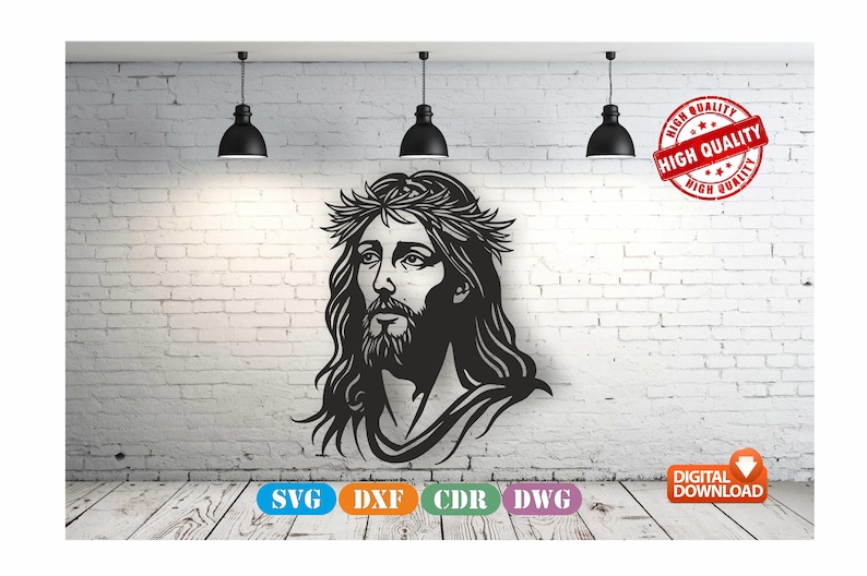 Jesus Wall Art Decor Vector File for Laser Cutting , Plasma Cutting ...
