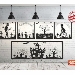 Halloween Wall art Decor vector file for laser cutting , plasma cutting ( dxf , dwg , cdr , svg ) Metalic & Wood CNC machine