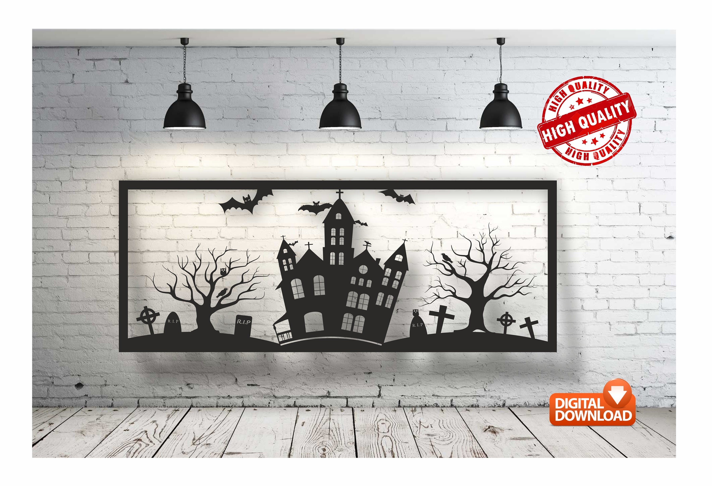 Halloween Wall Art Decor Vector File for Laser Cutting - Etsy