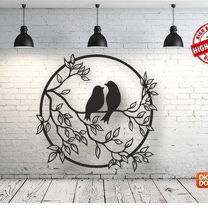 Birds on the Branch Wall art Decor vector file for laser cutting , plasma cutting ( dxf , dwg , cdr , svg ) Metalic & Wood CNC machine!