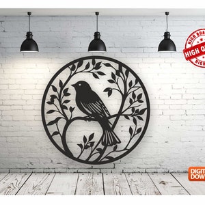 Birds on the Branch Wall art Decor vector file for laser cutting , plasma cutting ( dxf , dwg , cdr , svg ) Metalic & Wood CNC machine!