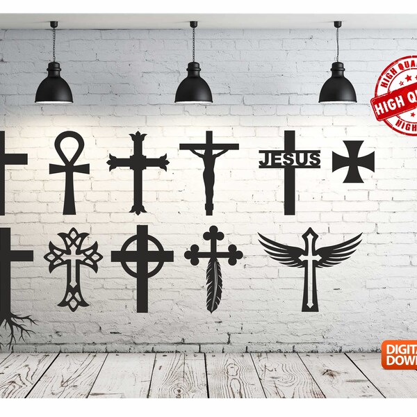 Cross Symbol Bundle 11pcs Wall art  Decor vector file for laser cutting , plasma cutting (dxf , dwg , cdr , svg )Metalic & Wood CNC machine!