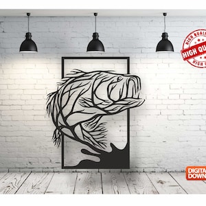 Fish High Quality  Wall art  Decor vector file for laser cutting , plasma cutting ( dxf , dwg , cdr , svg )Metalic & Wood CNC machine!