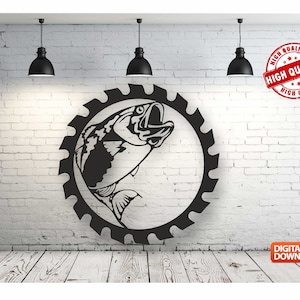Fish Wall art  Decor vector file for laser cutting , plasma cutting ( dxf , dwg , cdr , svg )Metalic & Wood CNC machine!