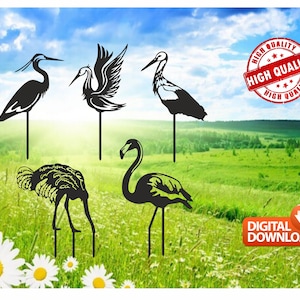 Bird Garden Stakes Laser Cut Vector File (Digital Download)