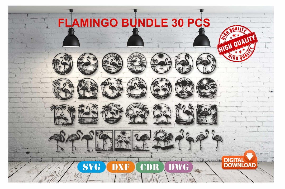 Flamingo Wall Art Decor Vector File for Laser Cutting , Plasma Cutting ...