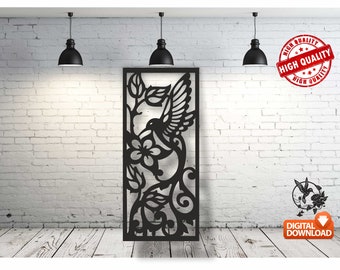 Hummingbird Wall art  Decor vector file for laser cutting , plasma cutting ( dxf , dwg , cdr , svg )Metalic & Wood CNC machine!