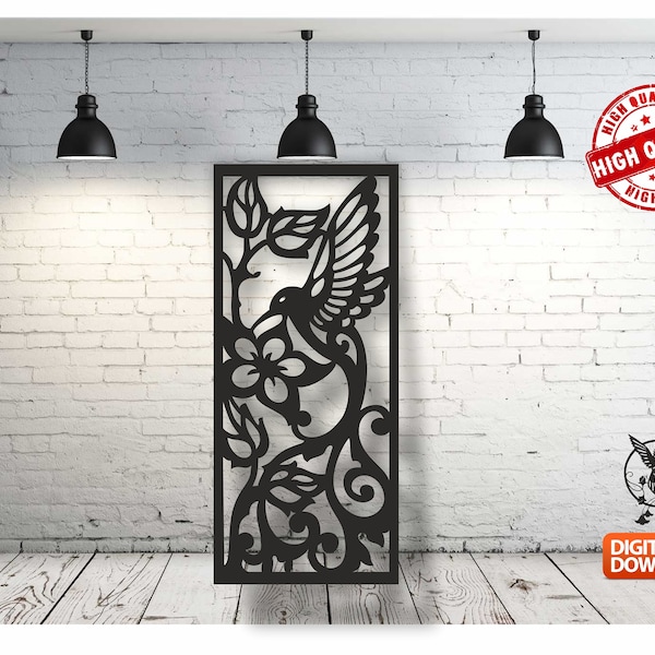 Hummingbird Wall art  Decor vector file for laser cutting , plasma cutting ( dxf , dwg , cdr , svg )Metalic & Wood CNC machine!