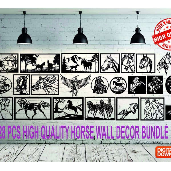 Horse Bundle High Quality Wall art  Decor vector drawing file for laser cutting , plasma cutting  ( dxf , dwg , cdr , svg )