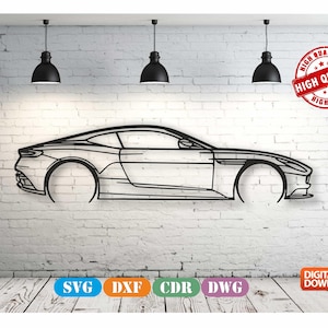 May include: A black and white line art illustration of a sports car on a white brick wall background. The image includes the text "HIGH QUALITY" in a red circle.