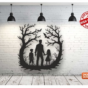 Happy Halloween Wall art Decor vector file for laser cutting , plasma cutting ( dxf , dwg , cdr , svg ) Metalic & Wood CNC machine
