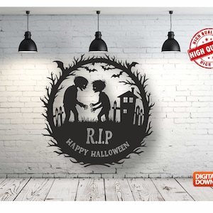 Happy Halloween Wall art Decor vector file for laser cutting , plasma cutting ( dxf , dwg , cdr , svg ) Metalic & Wood CNC machine