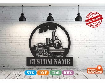 Old Steam Train Wall art Decor vector drawing file for laser cutting , plasma cutting( dxf , dwg , cdr , svg )Metalic & Wood CNC machine!