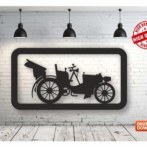 Old Classic Metal Car Wall art Decor vector file for laser cutting , plasma cutting ( svg , dxf , dwg , cdr) Metalic & Wood CNC machine!