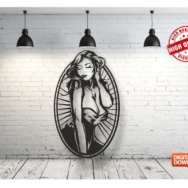 Sexy Woman Wall art Decor fichier de dessin vectoriel pour la découpe laser, la découpe plasma (dxf, dwg, cdr, svg) Machine CNC métallique et bois !