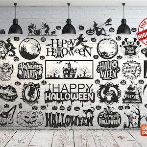 Happy Halloween Bundle Wall art Decor vector file for laser cutting , plasma cutting ( dxf , dwg , cdr , svg ) Metalic & Wood CNC machine