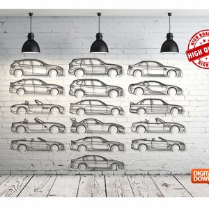 Sports Car Bundle for Wall Art Decor vector file for laser cutting , plasma cutting ( svg , dxf , dwg , cdr ) 16 car drawing , 64 files