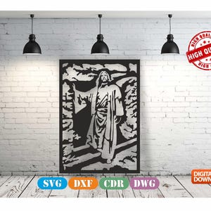 Jesus Wall art  Decor vector file for laser cutting , plasma cutting ( dxf , dwg , cdr , svg )Metalic & Wood CNC machine!