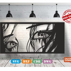 Woman Eye Wall art  Decor vector drawing file for laser cutting , plasma cutting( dxf , dwg , cdr , svg )Metalic & Wood CNC machine!