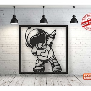 Astronaut Wall art  Decor vector file for laser cutting , plasma cutting ( dxf , dwg , cdr , svg )Metalic & Wood CNC machine!