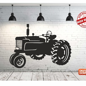 Metal Tractor Wall art Decor vector file for laser cutting , plasma cutting ( svg , dxf , dwg , cdr ) Metalic & Wood CNC machine!