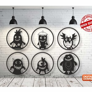 Monster Wall art  Decor vector drawing file for laser cutting , plasma cutting( dxf , dwg , cdr , svg )Metalic & Wood CNC machine!