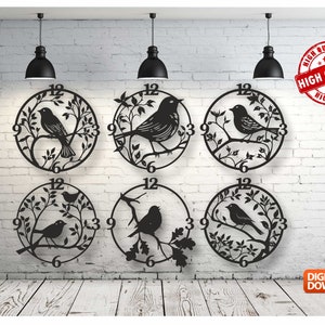 Bird Wall Clock Vector File: Laser & CNC Cutting (Digital Download)