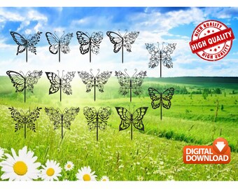 Butterfly Garden Stakes Laser Cut Vector File (14 PCS) (Digital Download)