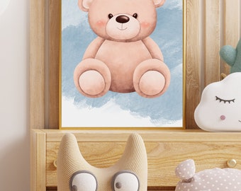 nursery art work, digital print, baby, baby animals, bear, elephant, fox