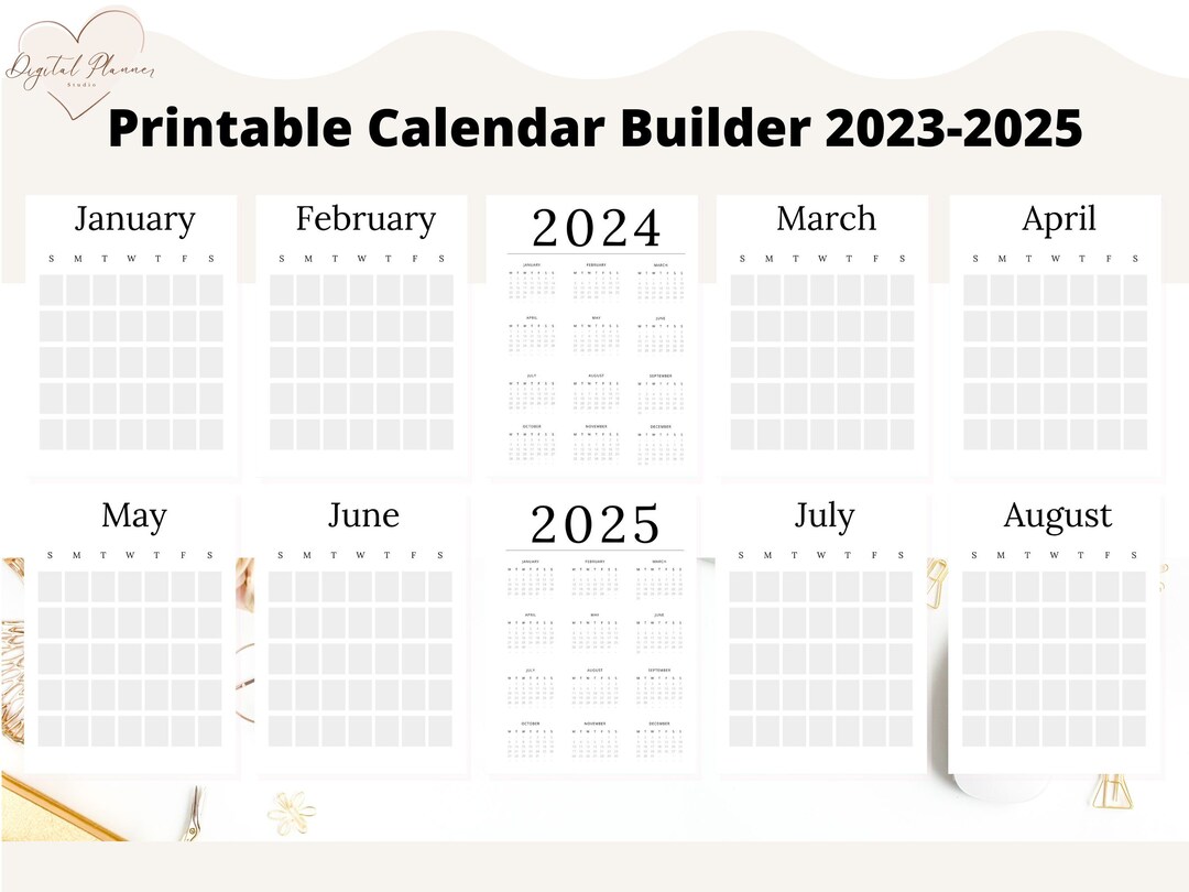 Calendar Builder for 20232025 Printable Undated Calendar Set Etsy