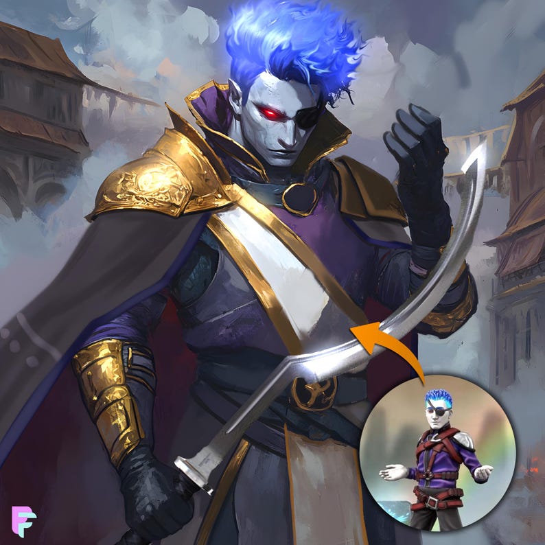 Custom fantasy-personagekunst, gepersonaliseerde digitale commissie, portret gamepersonage voor DND, BG3, FFXIV voor Dungeons and Dragons-campagne afbeelding 10