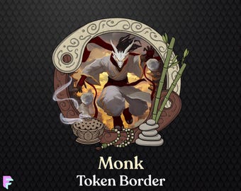 Monk D&D-tokenkant | Digital tokenram för Pathfinder/Foundry VTT/Roll20 | DnD-karaktärstokenram | TTRPG Dungeons and Dragons