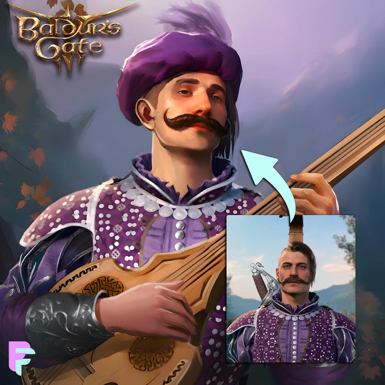 Custom fantasy-personagekunst, gepersonaliseerde digitale commissie, portret gamepersonage voor DND, BG3, FFXIV voor Dungeons and Dragons-campagne afbeelding 7