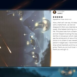 Custom video game fantasy landscape depicting a magical night sky with floating ships illuminated by lanterns and shooting stars. Ideal for RPG world-building, mystical settings, and immersive environments with ethereal aesthetics