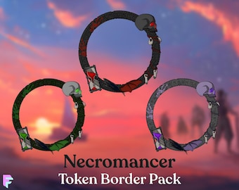 Necromancer D&D-tokenrampaket | Digital tokenram för Pathfinder/Foundry VTT/Roll20 | DnD-karaktärstokenram, Dungeons And Dragons