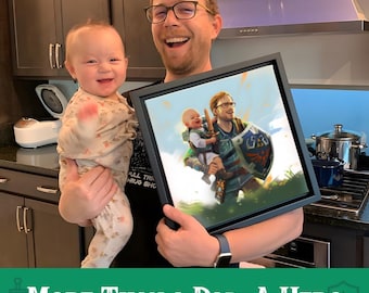 Custom Legend of Zelda Portrait | Personalized Father's Day Gift | Unique Husband Gift | Tears of the Kingdom, BOTW | Gaming Dad Father Gift